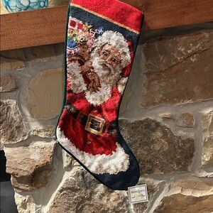 Classic Santa Claus Christmas Stocking Cottage Core